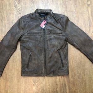 Bonneville Racer , Brown Leather Jacket Sz Small